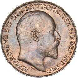 1909 Penny - Edward VII British Bronze Coin - Very Nice