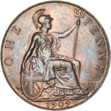 1909 Penny - Edward VII British Bronze Coin - Very Nice