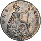 1910 Penny - Edward VII British Bronze Coin - Very Nice