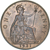 1931 Penny - George V British Bronze Coin - Superb