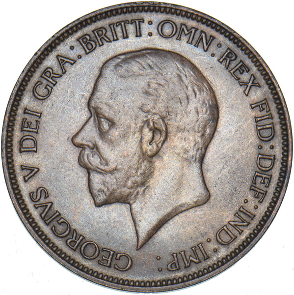1934 Penny - George V British Bronze Coin - Very Nice