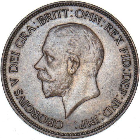1934 Penny - George V British Bronze Coin - Very Nice