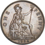 1934 Penny - George V British Bronze Coin - Very Nice