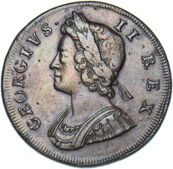 1730 Halfpenny - George II British Copper Coin - Nice