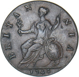 1740 Halfpenny - George II British Copper Coin - Very Nice