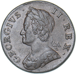 1753 Halfpenny - George II British Copper Coin - Nice