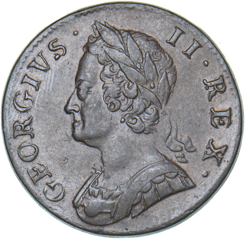 1753 Halfpenny - George II British Copper Coin - Nice