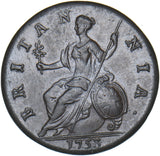 1753 Halfpenny - George II British Copper Coin - Nice