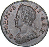 1754 Halfpenny - George II British Copper Coin - Very Nice