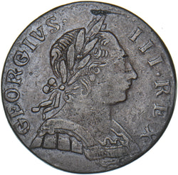 1775 Halfpenny (Contemporary Counterfeit)- George III British Copper Coin - Nice