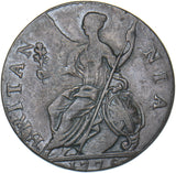 1775 Halfpenny (Contemporary Counterfeit)- George III British Copper Coin - Nice