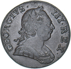 1775 Halfpenny - George III British Copper Coin - Nice