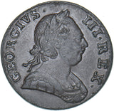 1775 Halfpenny - George III British Copper Coin - Nice