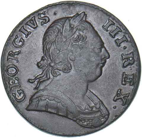 1775 Halfpenny - George III British Copper Coin - Nice