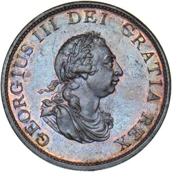 1799 Halfpenny - George III British Copper Coin - Superb
