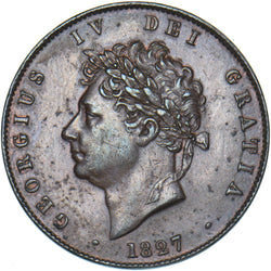1827 Halfpenny - George IV British Copper Coin - Very Nice