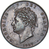 1827 Halfpenny - George IV British Copper Coin - Very Nice