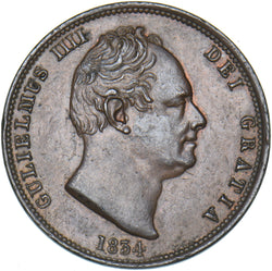 1834 Halfpenny - William IV British Copper Coin - Very Nice