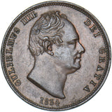 1834 Halfpenny - William IV British Copper Coin - Very Nice