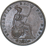 1838 Halfpenny - Victoria British Copper Coin - Very Nice