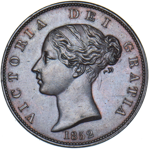 1852 Halfpenny - Victoria British Copper Coin - Superb