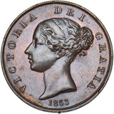 1853 Halfpenny - Victoria British Copper Coin - Superb