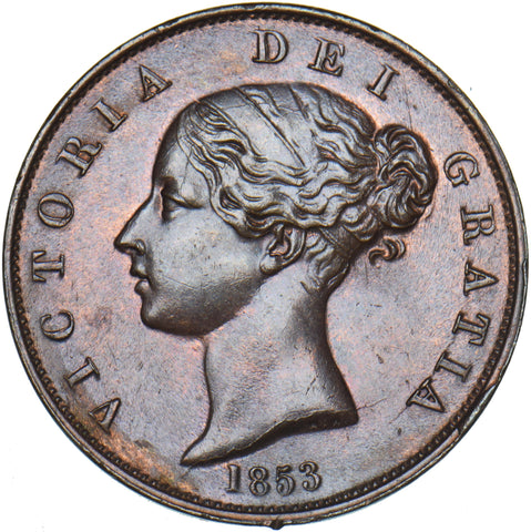 1853 Halfpenny - Victoria British Copper Coin - Superb