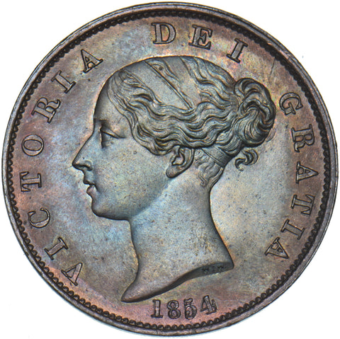 1854 Halfpenny - Victoria British Copper Coin - Superb