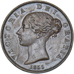 1855 Halfpenny - Victoria British Copper Coin - Nice