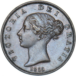 1855 Halfpenny - Victoria British Copper Coin - Very Nice