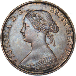 1860 Halfpenny (Toothed Border F266) - Victoria British Bronze Coin - Very Nice