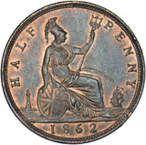 1862 Halfpenny - Victoria British Bronze Coin - Superb