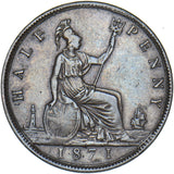1871 Halfpenny - Victoria British Bronze Coin - Nice