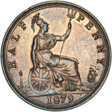 1879 Halfpenny - Victoria British Bronze Coin - Very Nice