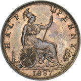 1887 Halfpenny - Victoria British Bronze Coin - Very Nice
