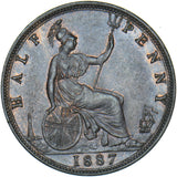 1887 Halfpenny - Victoria British Bronze Coin - Superb