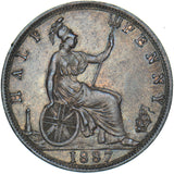 1887 Halfpenny - Victoria British Bronze Coin - Very Nice