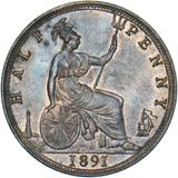 1891 Halfpenny - Victoria British Bronze Coin - Superb