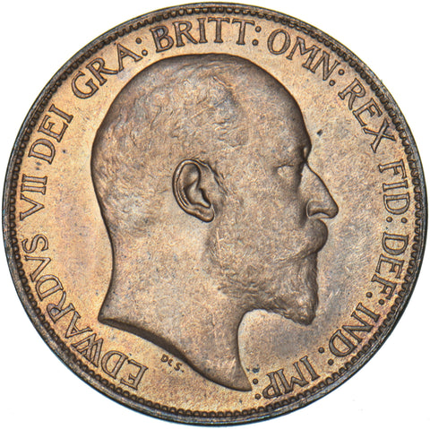 1907 Halfpenny - Edward VII British Bronze Coin - Superb