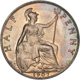 1907 Halfpenny - Edward VII British Bronze Coin - Superb