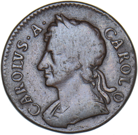 1675 Farthing - Charles II British Copper Coin