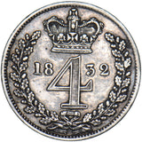 1832 Maundy Fourpence - William IV British Silver Coin - Nice