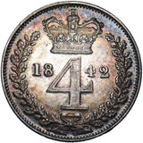 1842 Maundy Fourpence - Victoria British Silver Coin - Very Nice