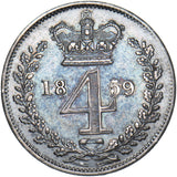 1859 Maundy Fourpence - Victoria British Silver Coin - Very Nice