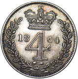 1864 Maundy Fourpence - Victoria British Silver Coin - Very Nice