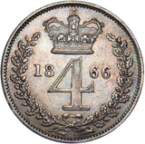 1866 Maundy Fourpence - Victoria British Silver Coin - Very Nice
