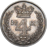 1869 Maundy Fourpence - Victoria British Silver Coin - Very Nice
