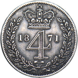 1871 Maundy Fourpence - Victoria British Silver Coin - Nice