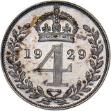 1929 Maundy Fourpence - George V British Silver Coin - Superb