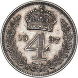1937 Maundy Fourpence - George VI British Silver Coin - Superb